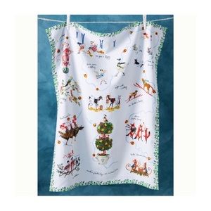 NWT Anthropologie Inslee Fariss Twelve Days of Christmas Menagerie Dish Towel